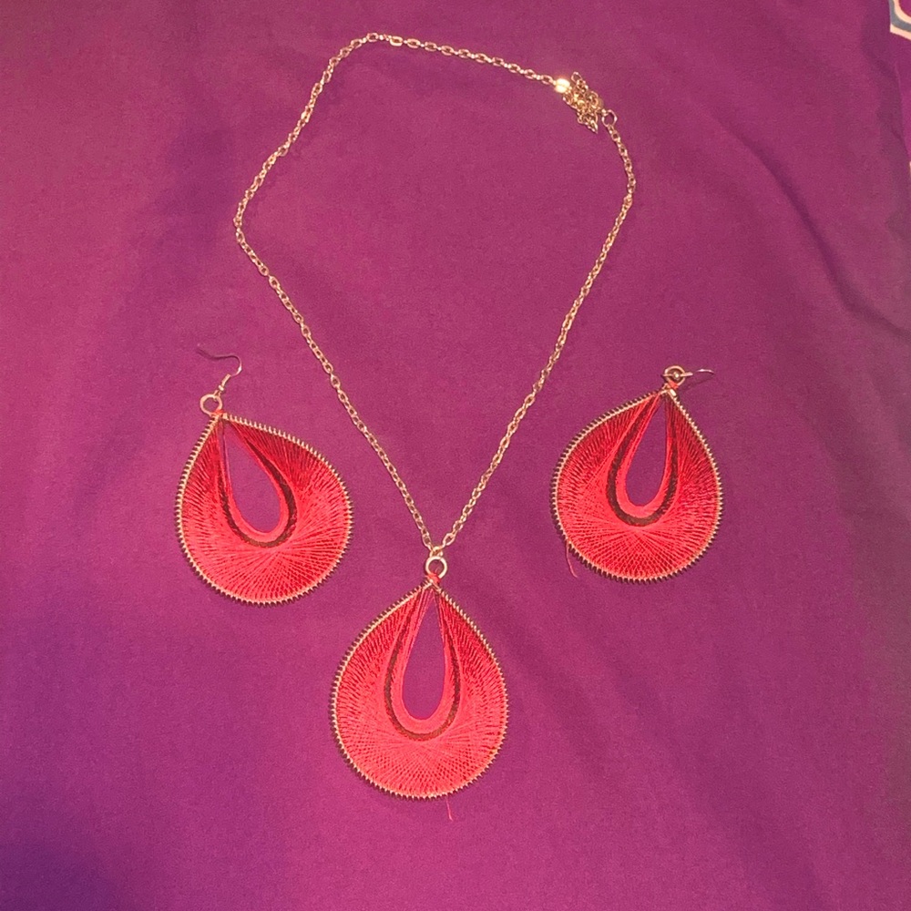 Woven Earrings and Necklace Set